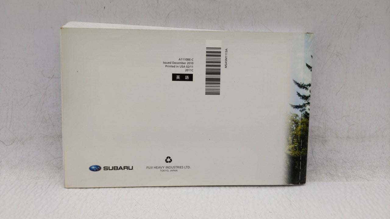 2011 Subaru Impreza Owners Manual Book Guide P/N:IMPREZA WRX STI OEM Used Auto Parts - Oemusedautoparts1.com