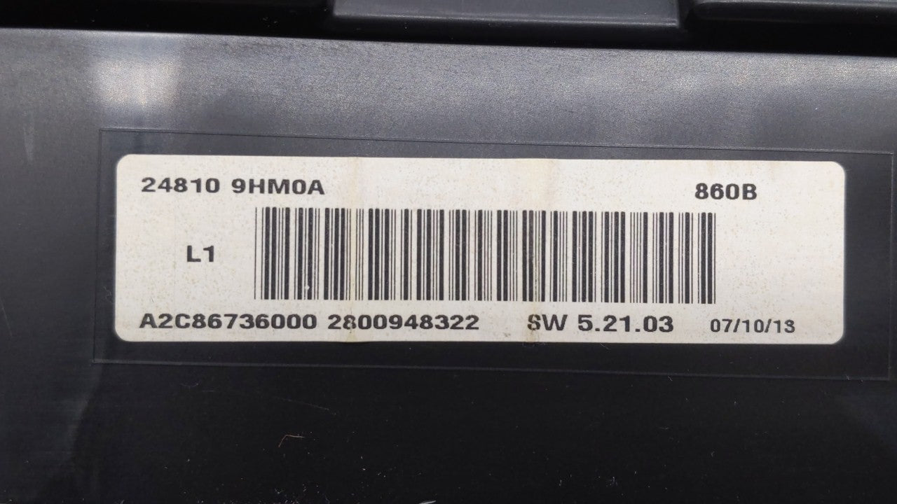 2014 Nissan Altima Instrument Cluster Speedometer Gauges P/N:24810 9HM0A Fits OEM Used Auto Parts - Oemusedautoparts1.com