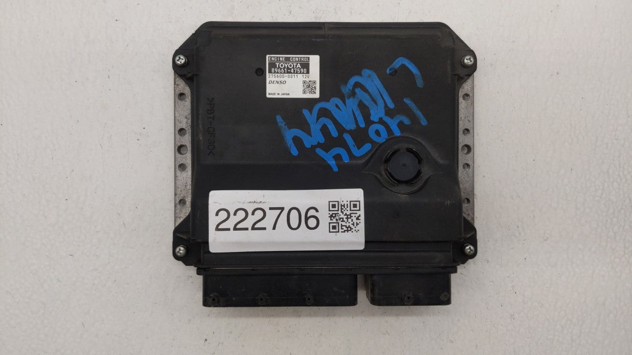 2014 Toyota Prius PCM Engine Computer ECU ECM PCU OEM P/N:89661-47590 Fits OEM Used Auto Parts - Oemusedautoparts1.com