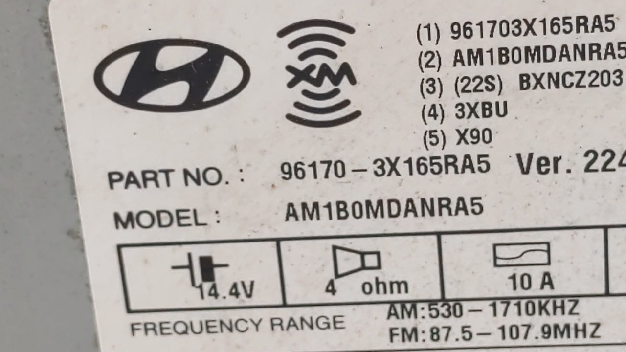 2013 Hyundai Elantra Radio AM FM Cd Player Receiver Replacement P/N:96170-3X165RA5 Fits OEM Used Auto Parts - Oemusedautoparts1.com