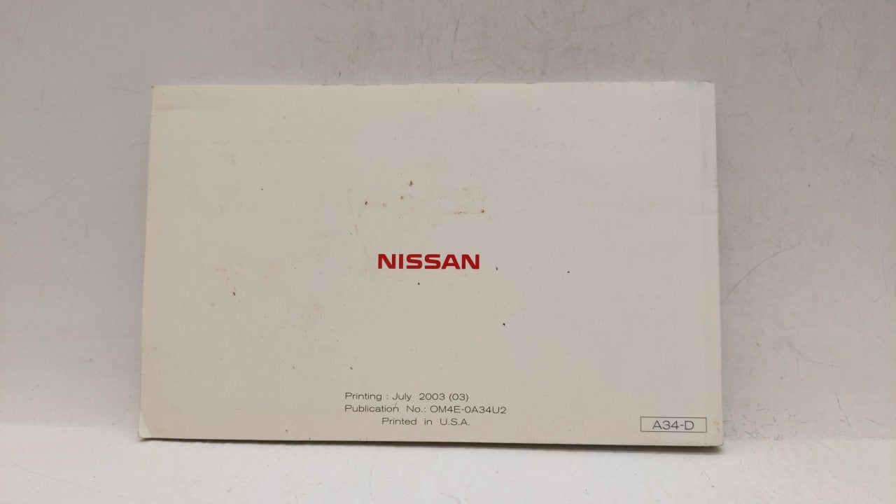 2004 Nissan Maxima Owners Manual Book Guide OEM Used Auto Parts - Oemusedautoparts1.com