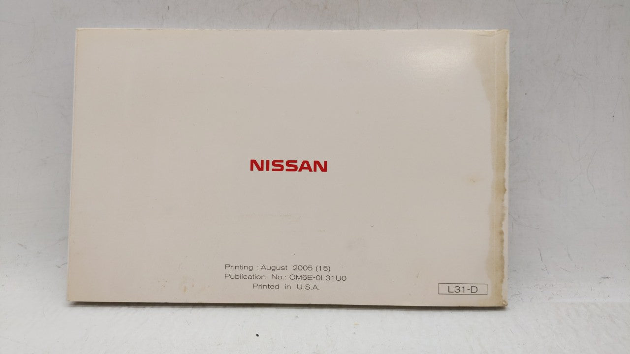 2006 Nissan Altima Owners Manual Book Guide OEM Used Auto Parts - Oemusedautoparts1.com