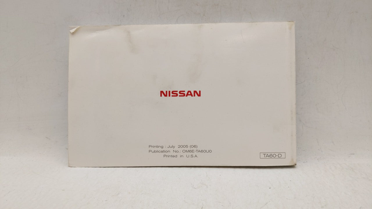 2006 Nissan Armada Owners Manual Book Guide OEM Used Auto Parts - Oemusedautoparts1.com