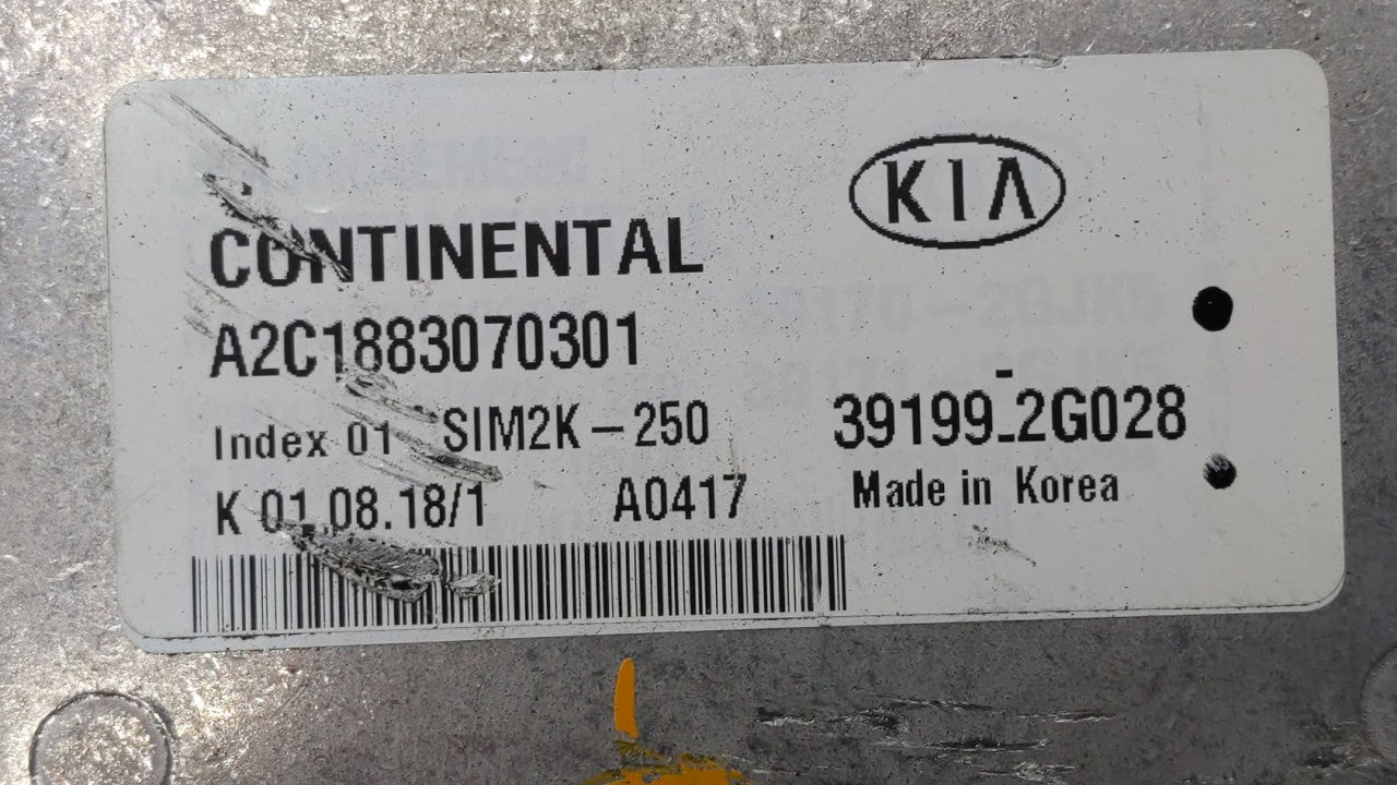 2019 Kia Optima PCM Engine Computer ECU ECM PCU OEM P/N:39171-2GJK5 39199-2G028 Fits OEM Used Auto Parts - Oemusedautoparts1.com