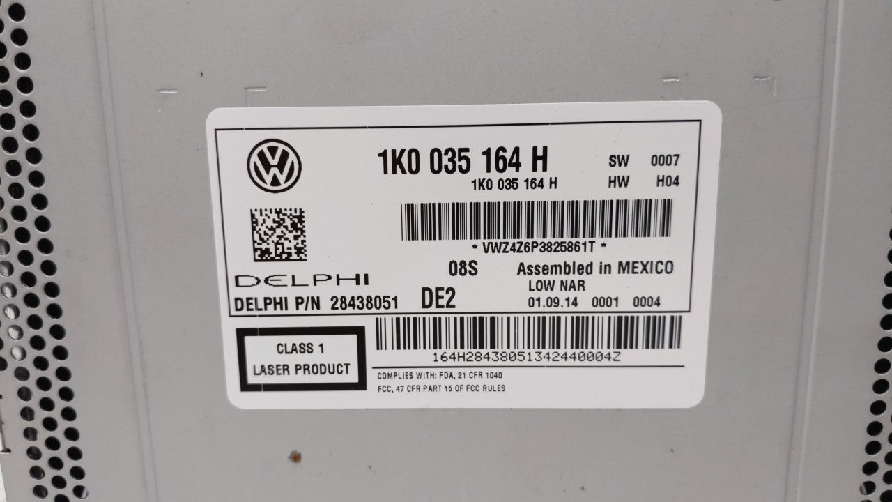 2014-2016 Volkswagen Beetle Radio AM FM Cd Player Receiver Replacement P/N:1K0 035 164 H Fits 2014 2015 2016 2017 OEM Used Auto Parts - Oemusedautoparts1.com