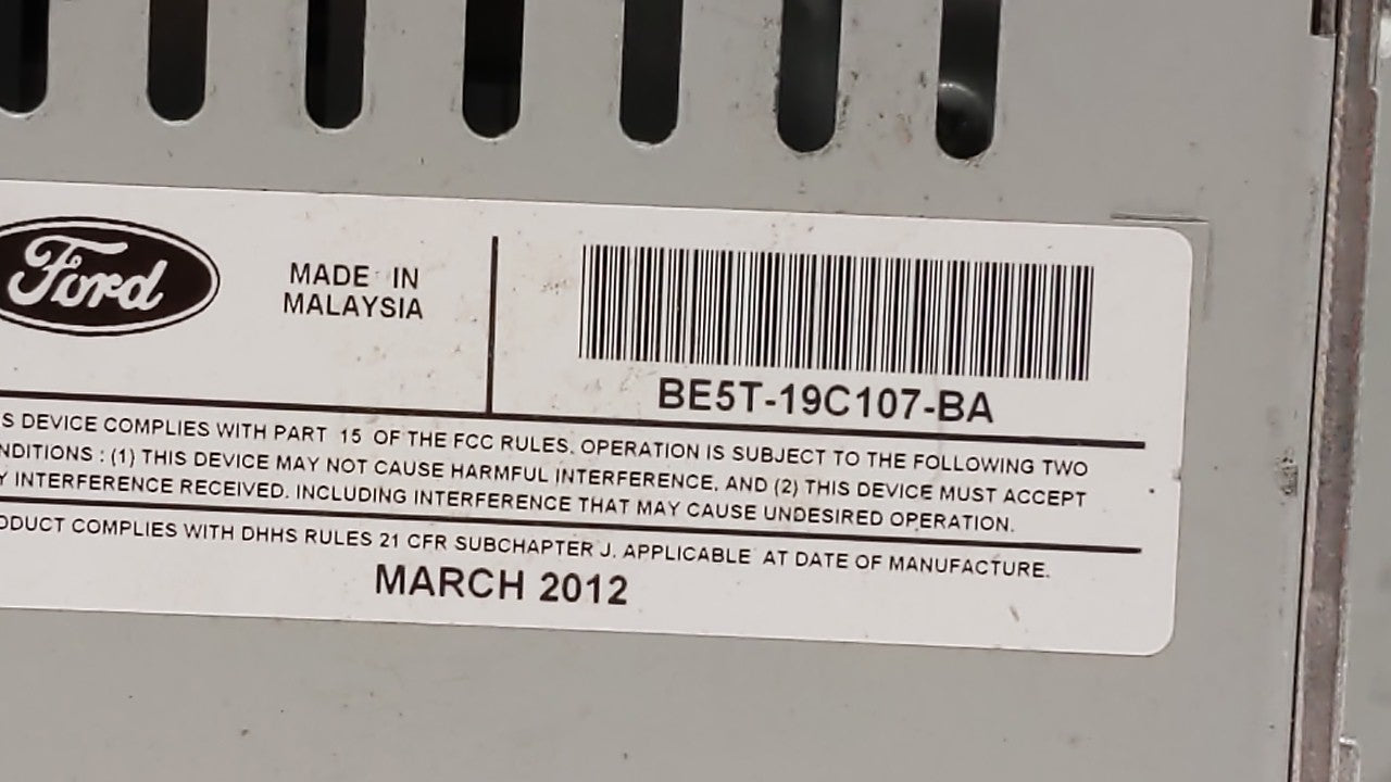 2011-2012 Ford Fusion Radio AM FM Cd Player Receiver Replacement P/N:BE5T-19C107-BA Fits 2011 2012 OEM Used Auto Parts - Oemusedautoparts1.com