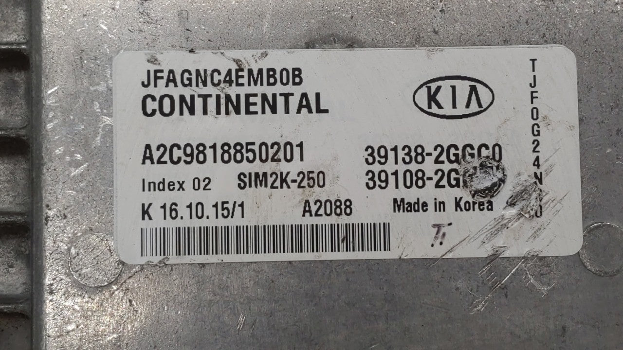 2016-2018 Kia Optima PCM Engine Computer ECU ECM PCU OEM P/N:39138-2GGC1 39108-2GGC1 Fits 2016 2017 2018 OEM Used Auto Parts - Oemusedautoparts1.com