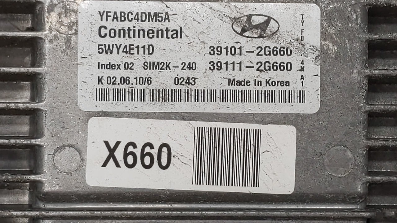 2011 Hyundai Sonata PCM Engine Computer ECU ECM PCU OEM P/N:39101-2G660 39101-2G670 Fits OEM Used Auto Parts - Oemusedautoparts1.com