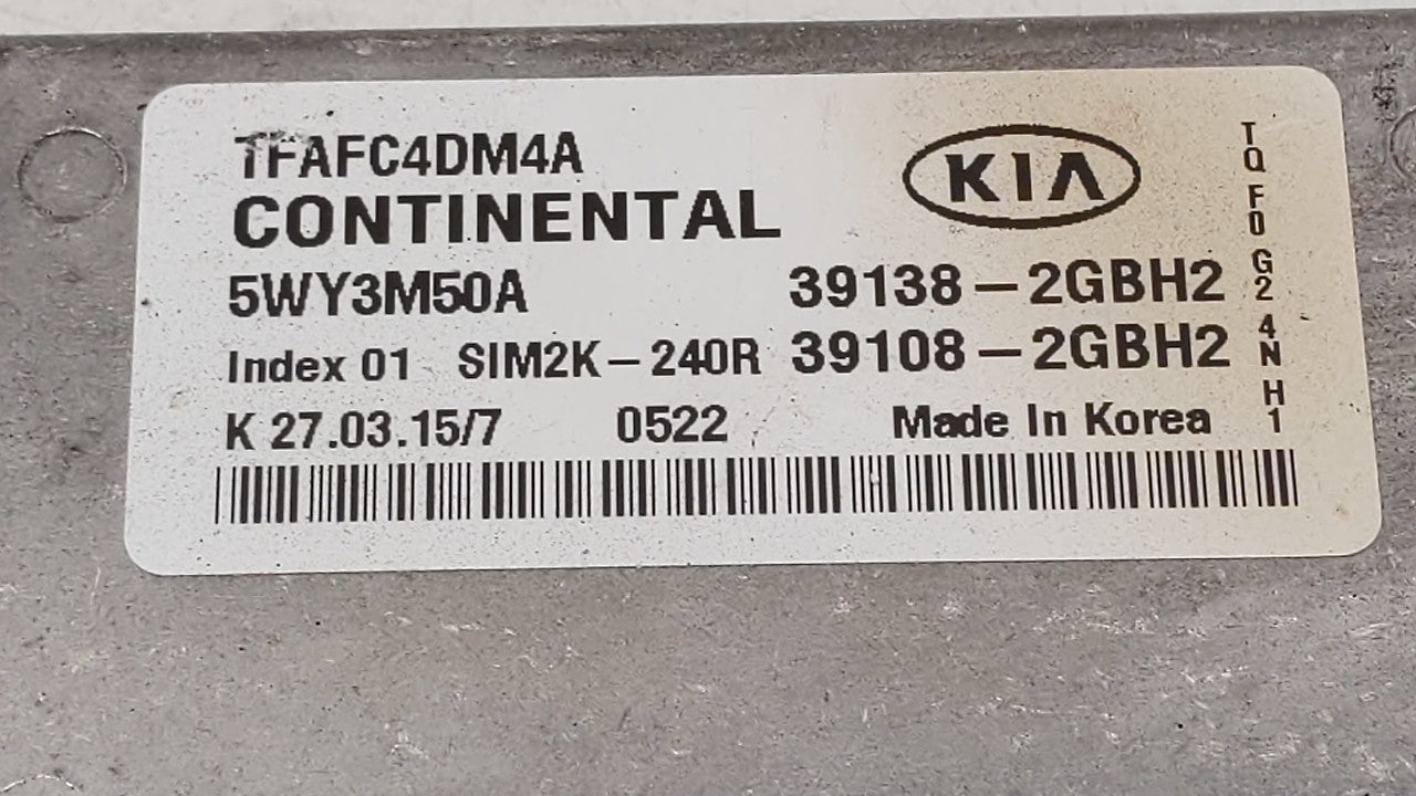 2015 Kia Optima PCM Engine Computer ECU ECM PCU OEM P/N:39108-2GBH2 39138-2GBH2 Fits OEM Used Auto Parts - Oemusedautoparts1.com