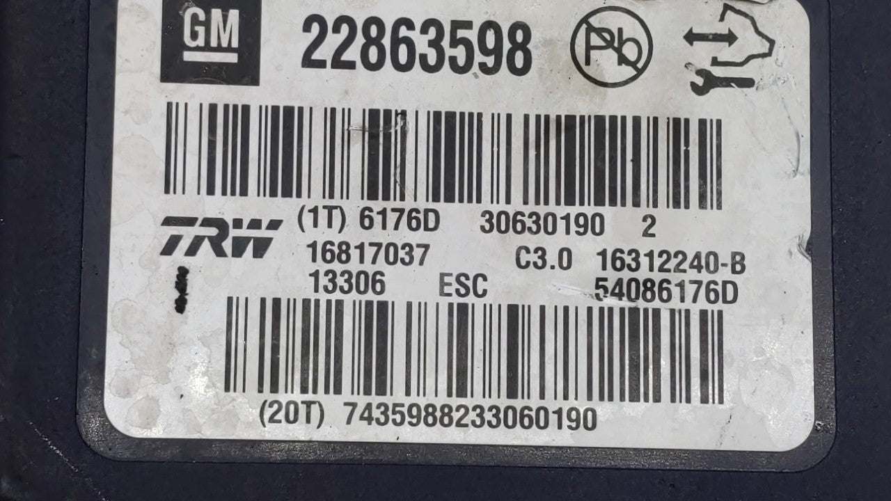 2013-2016 Chevrolet Malibu ABS Pump Control Module Replacement P/N:22973923 22815252 Fits 2012 2013 2014 2015 2016 OEM Used Auto Parts - Oemusedautoparts1.com