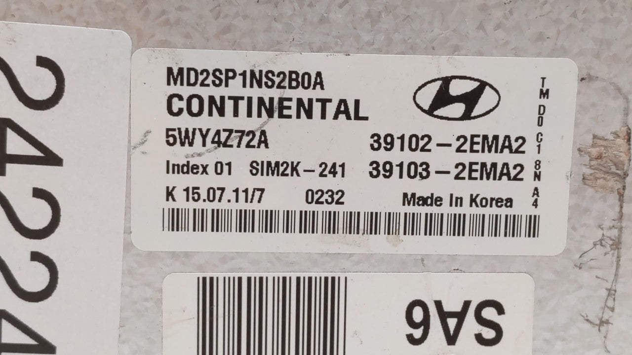 2011-2013 Hyundai Elantra PCM Engine Computer ECU ECM PCU OEM P/N:39102-2EMN2 39103-2EMN2 Fits 2011 2012 2013 OEM Used Auto Parts - Oemusedautoparts1.com