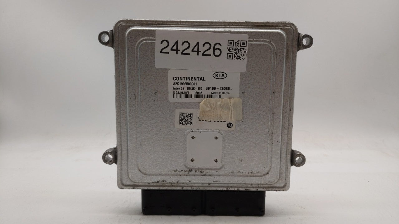 2019 Kia Forte PCM Engine Computer ECU ECM PCU OEM P/N:39199-2E036 Fits OEM Used Auto Parts - Oemusedautoparts1.com