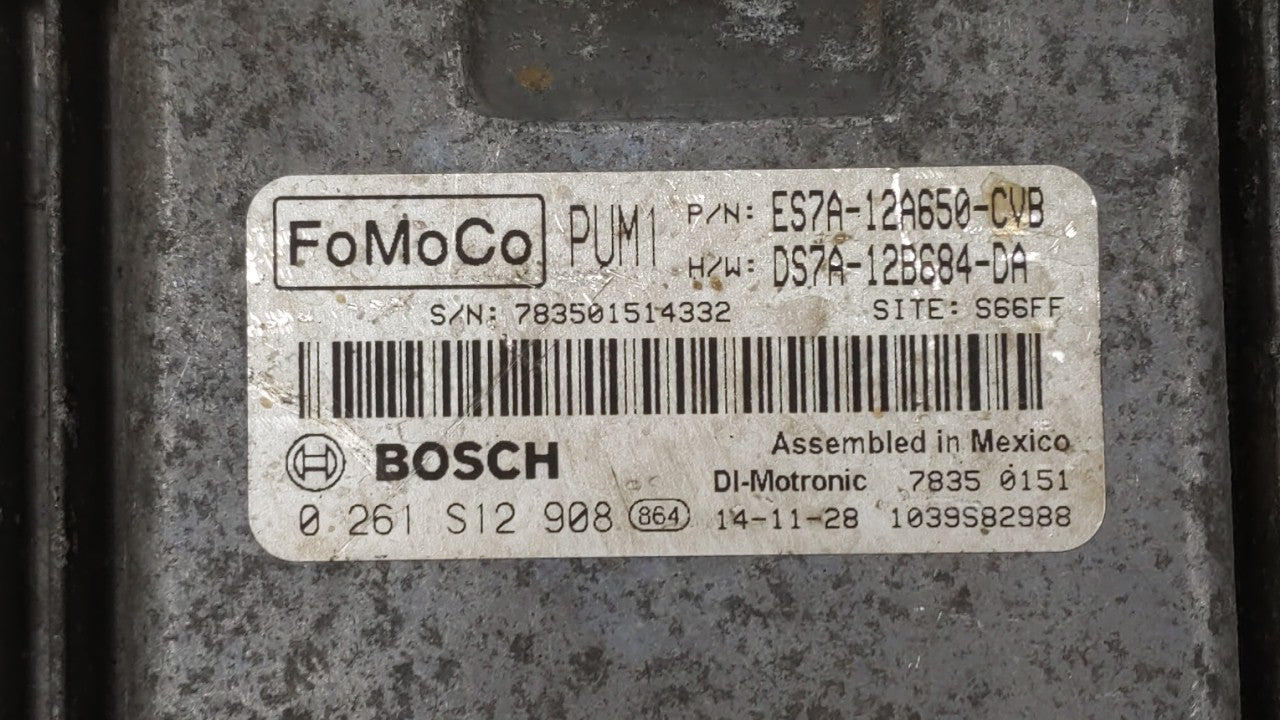 2014-2016 Ford Fusion PCM Engine Computer ECU ECM PCU OEM P/N:ES7A-12A650-EK ES7A-12A650-AL Fits 2014 2015 2016 OEM Used Auto Parts - Oemusedautoparts1.com