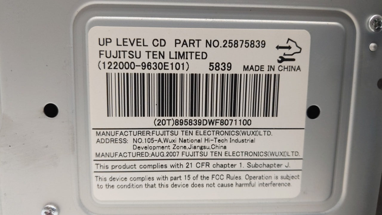 2008 Saturn Vue Radio AM FM Cd Player Receiver Replacement P/N:25956992 25866724 Fits OEM Used Auto Parts - Oemusedautoparts1.com