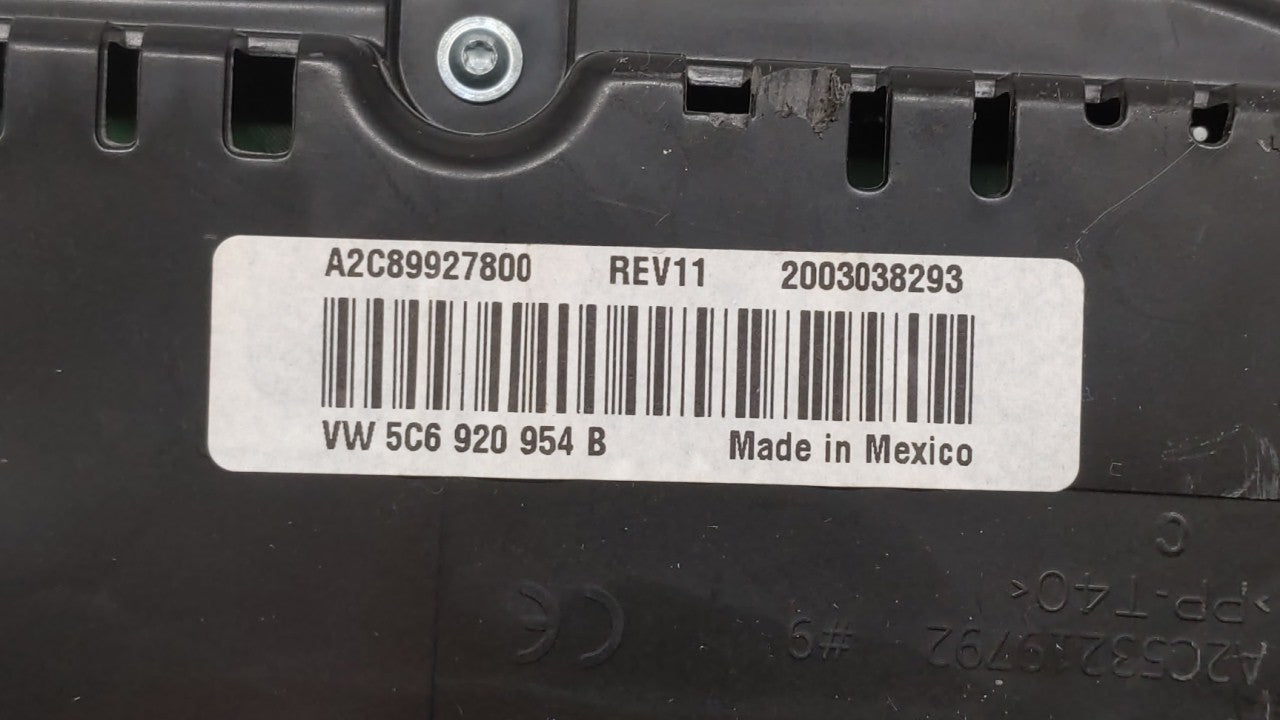 2015-2017 Volkswagen Jetta Instrument Cluster Speedometer Gauges P/N:5C6920954B 5C6 920 954 B Fits 2015 2016 2017 OEM Used Auto Parts - Oemusedautoparts1.com