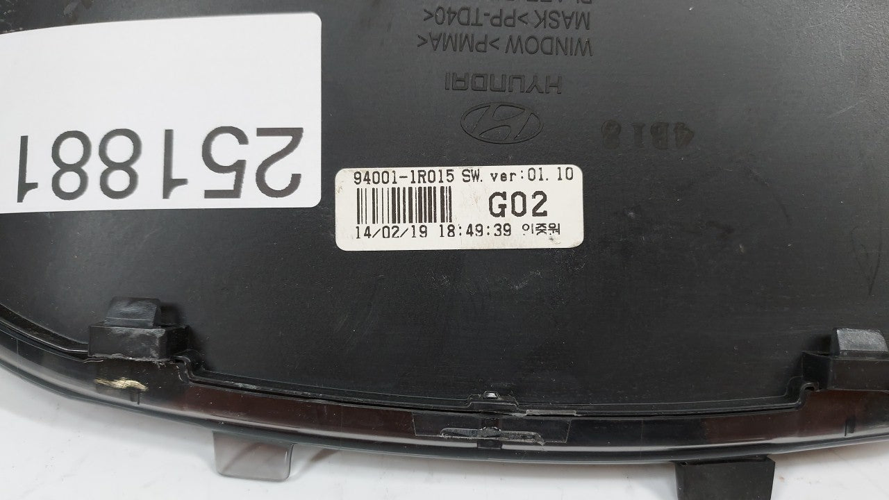 2013-2014 Hyundai Accent Instrument Cluster Speedometer Gauges P/N:94001-1R015 Fits 2013 2014 OEM Used Auto Parts - Oemusedautoparts1.com