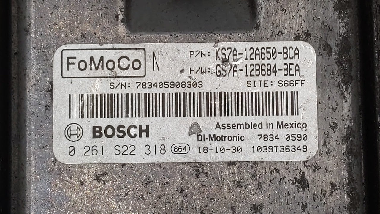 2017-2019 Ford Fusion PCM Engine Computer ECU ECM PCU OEM P/N:KS7A-12A650-BCA HS7A-12A650-ABB Fits 2017 2018 2019 OEM Used Auto Parts - Oemusedautoparts1.com