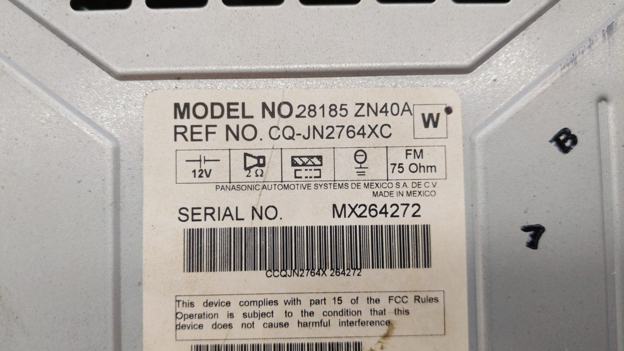 2007-2009 Nissan Altima Radio AM FM Cd Player Receiver Replacement P/N:28185 ZN40A 28185-JA000 Fits 2007 2008 2009 OEM Used Auto Parts - Oemusedautoparts1.com