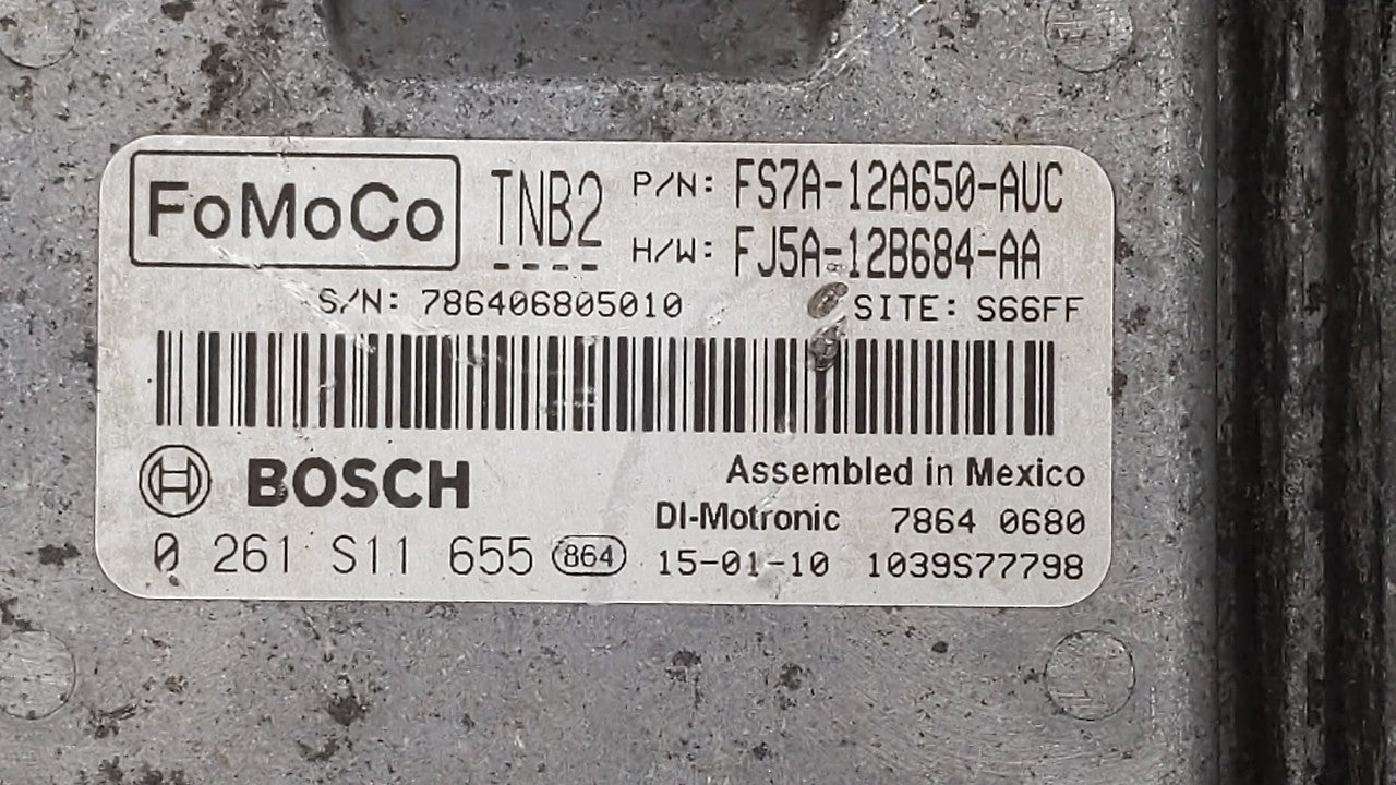 2015 Ford Fusion PCM Engine Computer ECU ECM PCU OEM P/N:FS7A-12A650-AUC FS7A-12A650-AYC Fits OEM Used Auto Parts - Oemusedautoparts1.com