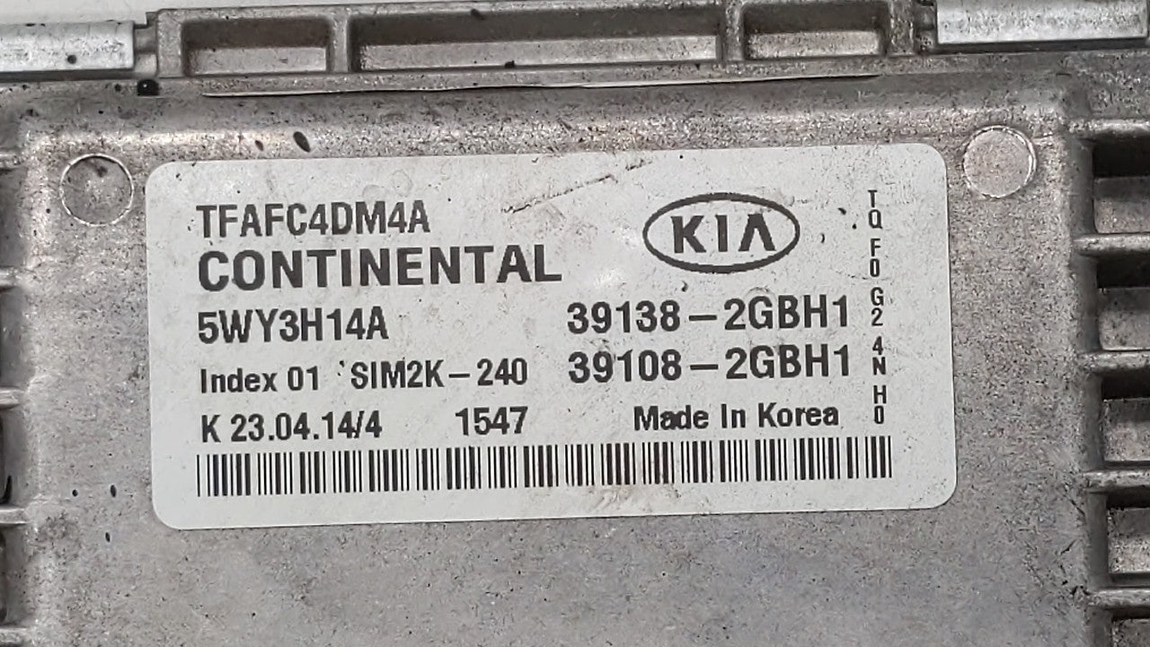 2015 Kia Optima PCM Engine Computer ECU ECM PCU OEM P/N:39108-2GBH1 39138-2GBH1 Fits OEM Used Auto Parts - Oemusedautoparts1.com