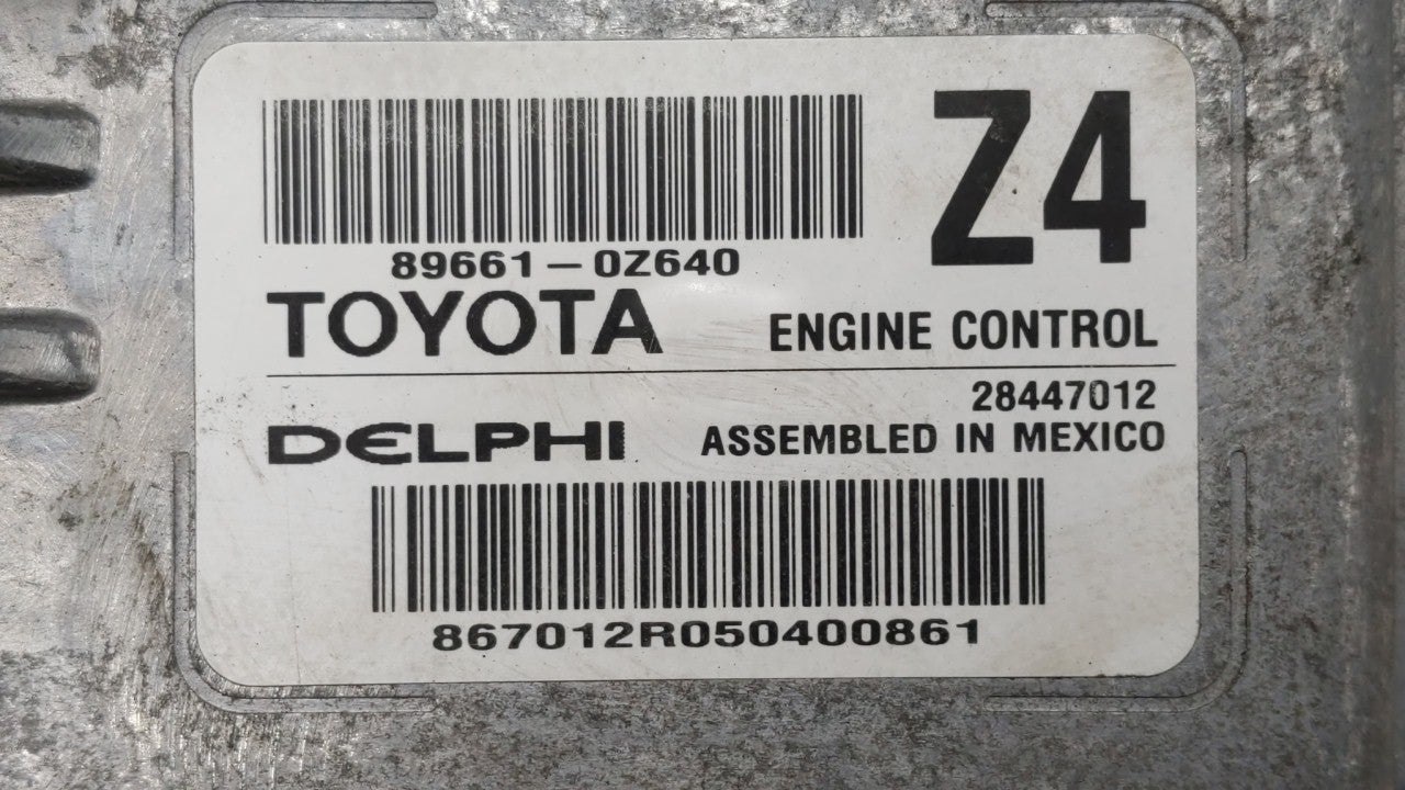 2015 Toyota Corolla PCM Engine Computer ECU ECM PCU OEM P/N:89661-0Z640 Fits OEM Used Auto Parts - Oemusedautoparts1.com