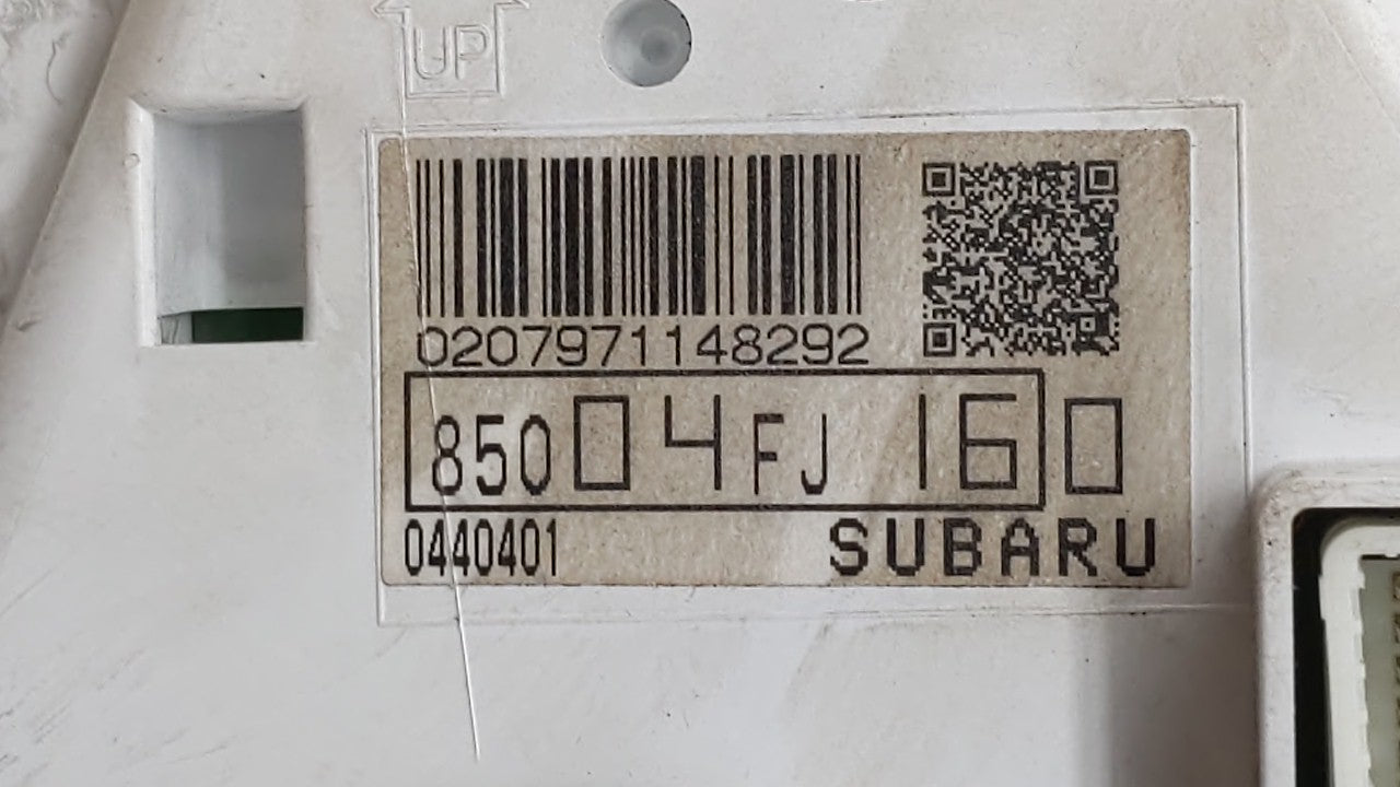 2016 Subaru Impreza Instrument Cluster Speedometer Gauges P/N:85004FJ160 8500IFJ580 Fits OEM Used Auto Parts - Oemusedautoparts1.com