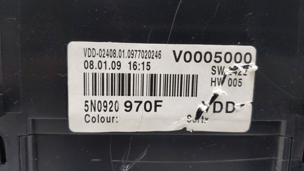 2009 Volkswagen Tiguan Instrument Cluster Speedometer Gauges P/N:5N0920970F 5N0920970E Fits OEM Used Auto Parts - Oemusedautoparts1.com