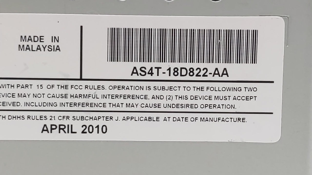 2010-2011 Ford Focus Radio AM FM Cd Player Receiver Replacement P/N:AS4T-18D822-AA Fits 2010 2011 OEM Used Auto Parts - Oemusedautoparts1.com
