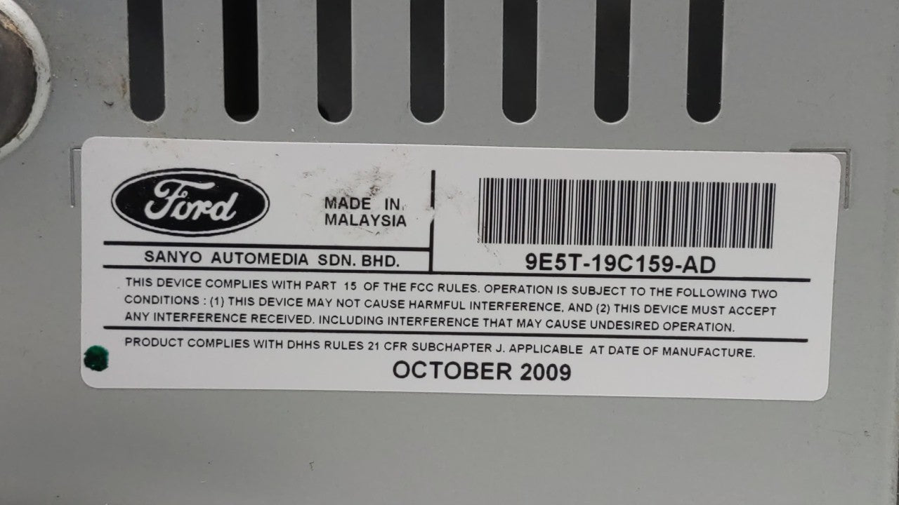 2010 Ford Fusion Radio AM FM Cd Player Receiver Replacement P/N:9E5T-19C159-AC 9E5T-19C159-AD Fits OEM Used Auto Parts - Oemusedautoparts1.com