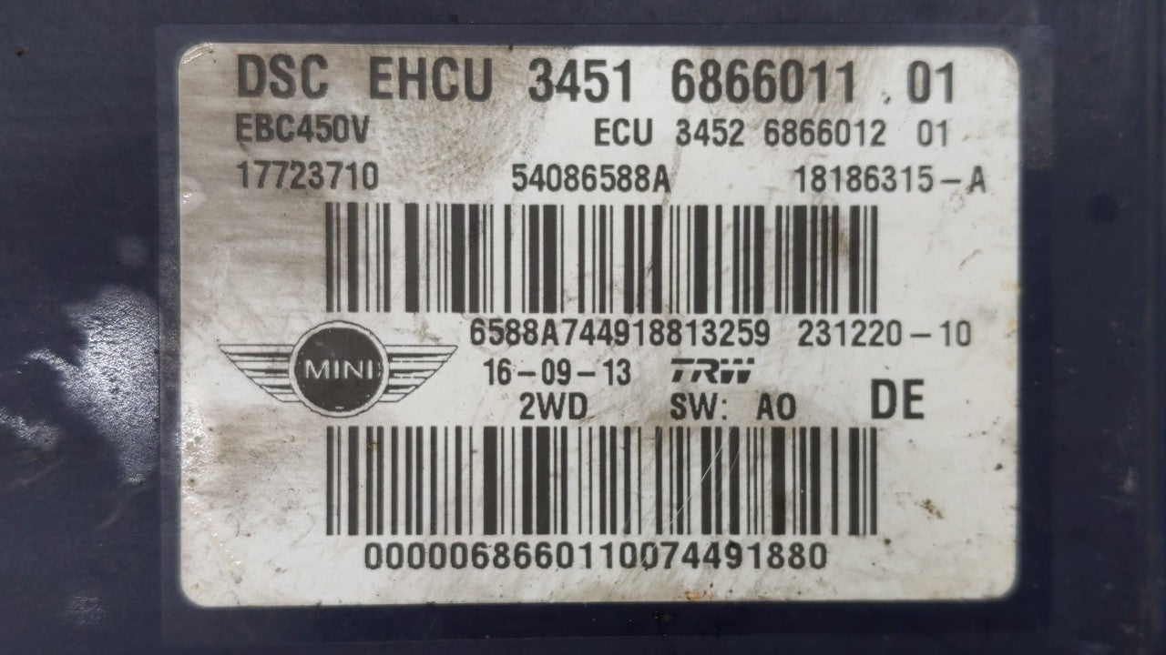 2012-2013 Mini Cooper ABS Pump Control Module Replacement P/N:6858542 54086335A Fits 2012 2013 OEM Used Auto Parts - Oemusedautoparts1.com