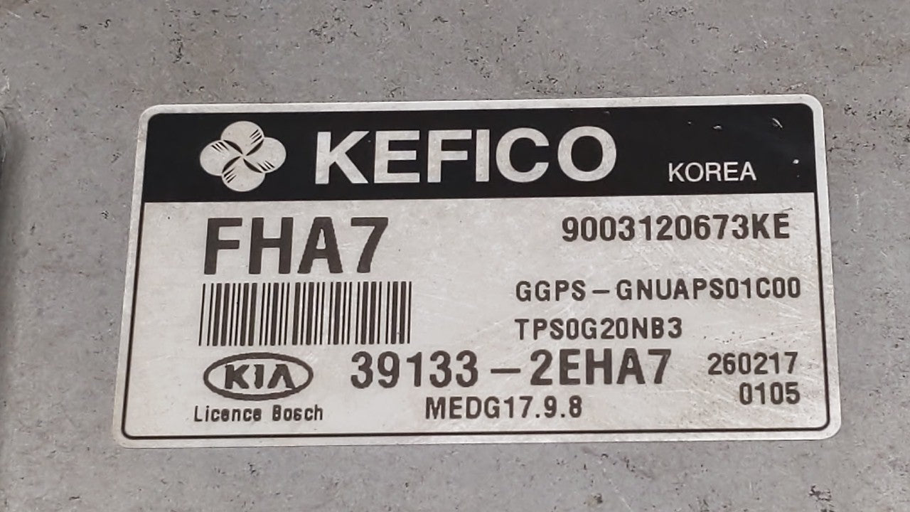 2016 Kia Soul PCM Engine Computer ECU ECM PCU OEM P/N:39131-2EHA7 39133-2EHA7 Fits OEM Used Auto Parts - Oemusedautoparts1.com