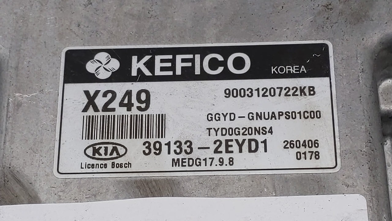 2016 Kia Forte PCM Engine Computer ECU ECM PCU OEM P/N:39133-2EYD1 39133-2EYB7 Fits OEM Used Auto Parts - Oemusedautoparts1.com