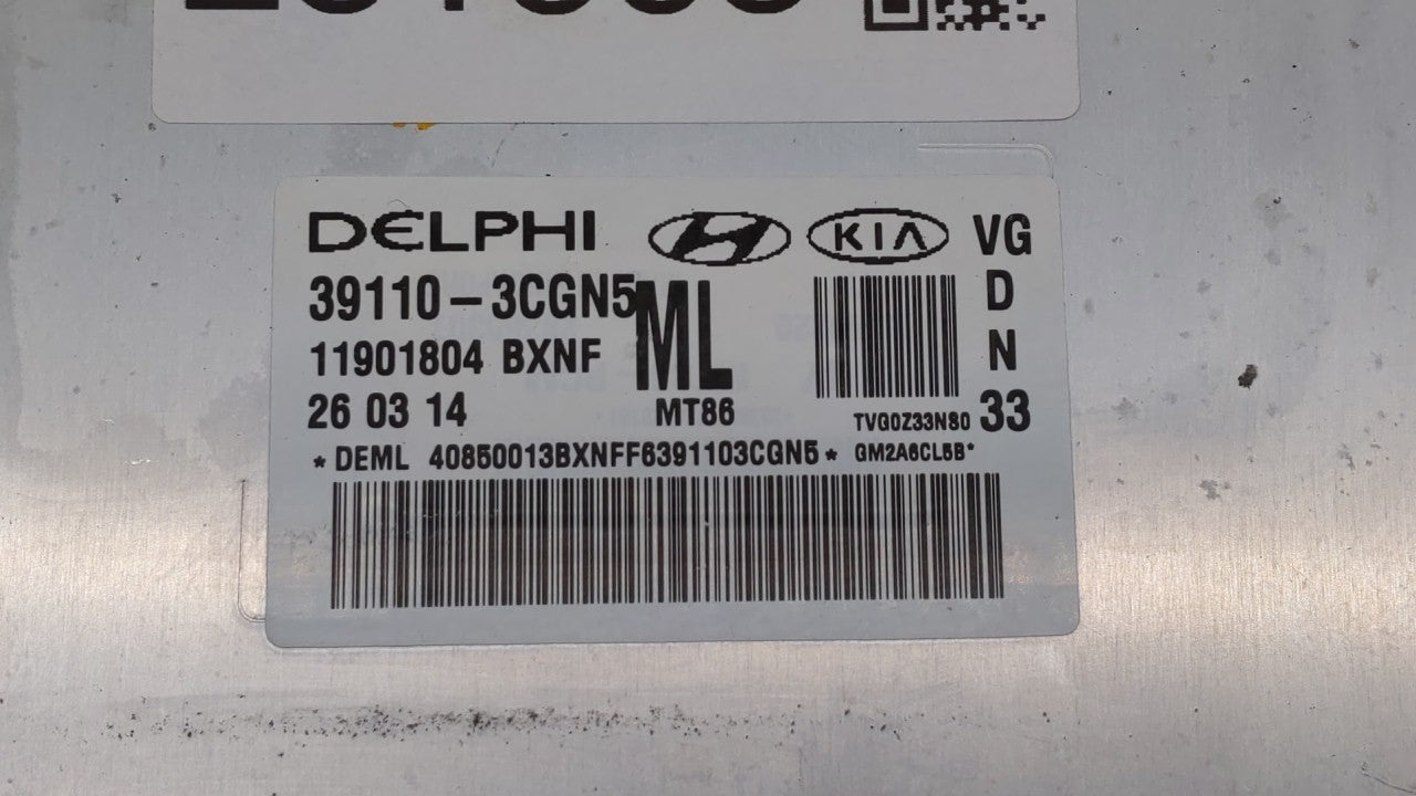 2014-2016 Kia Cadenza PCM Engine Computer ECU ECM PCU OEM P/N:39110-3CGN5 Fits 2014 2015 2016 OEM Used Auto Parts - Oemusedautoparts1.com