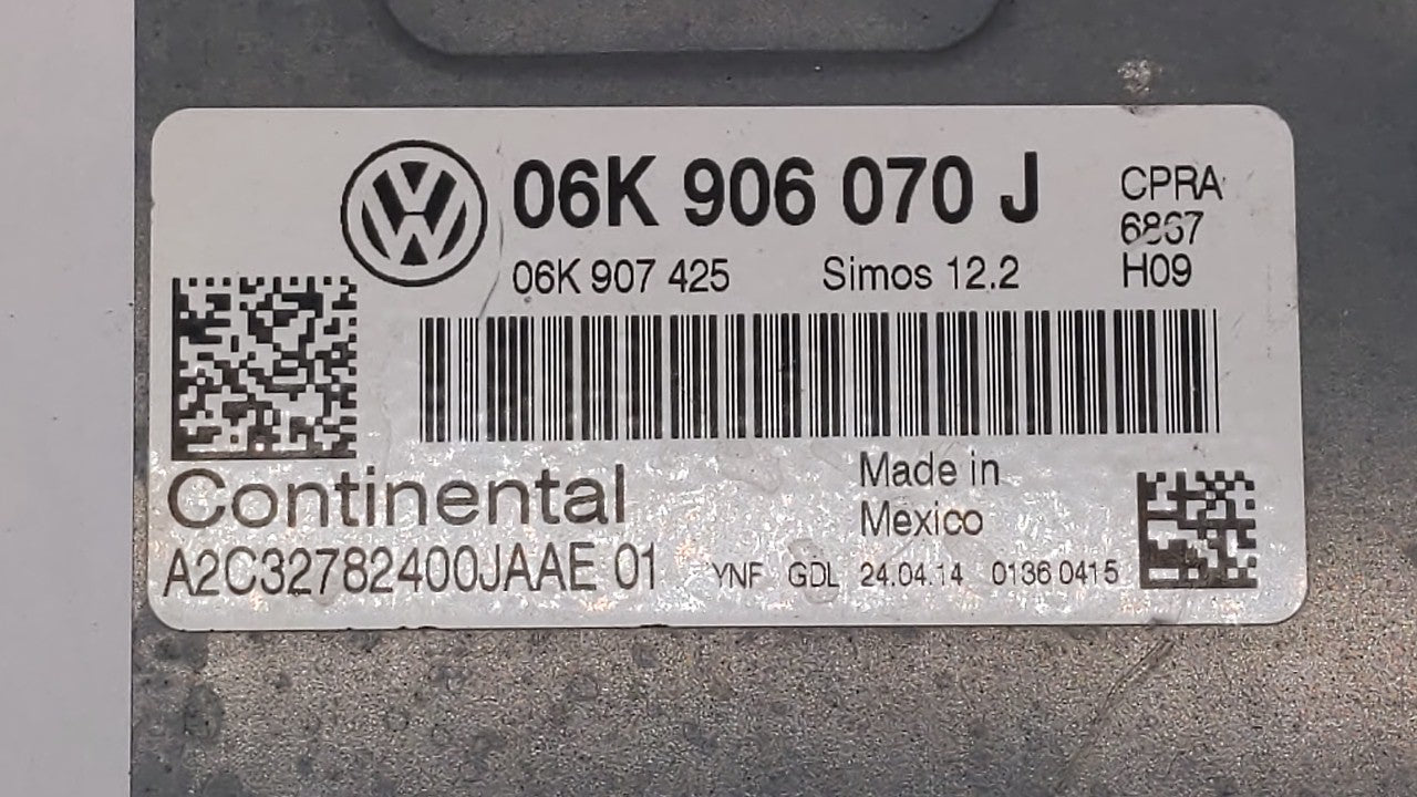 2014 Volkswagen Passat PCM Engine Computer ECU ECM PCU OEM P/N:06K 906 070 H 06K 906 070 J Fits OEM Used Auto Parts - Oemusedautoparts1.com