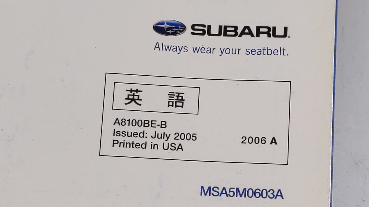 2006 Subaru Forester Owners Manual Book Guide OEM Used Auto Parts - Oemusedautoparts1.com