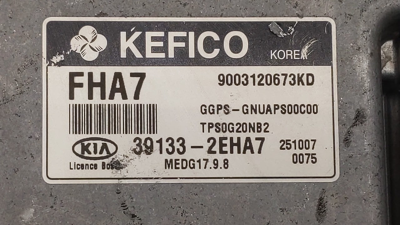 2016 Kia Soul PCM Engine Computer ECU ECM PCU OEM P/N:39133-2EHA7 Fits OEM Used Auto Parts - Oemusedautoparts1.com