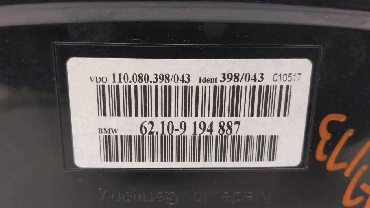 2008-2010 Bmw 535i Instrument Cluster Speedometer Gauges P/N:9 153 753 62.10-9 194 887 Fits 2008 2009 2010 OEM Used Auto Parts - Oemusedautoparts1.com