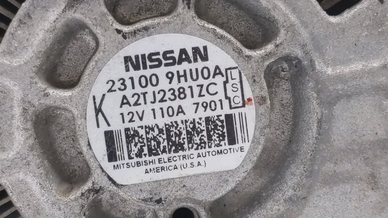 2018 Nissan Altima Alternator Replacement Generator Charging Assembly Engine OEM P/N:23100 9HU0A Fits OEM Used Auto Parts - Oemusedautoparts1.com