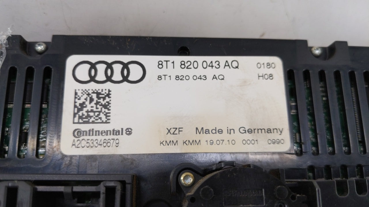 2009-2012 Audi A4 Quattro Climate Control Module Temperature AC/Heater Replacement P/N:8T1 820 043 AK 8T1 820 043 AL Fits OEM Used Auto Parts - Oemusedautoparts1.com