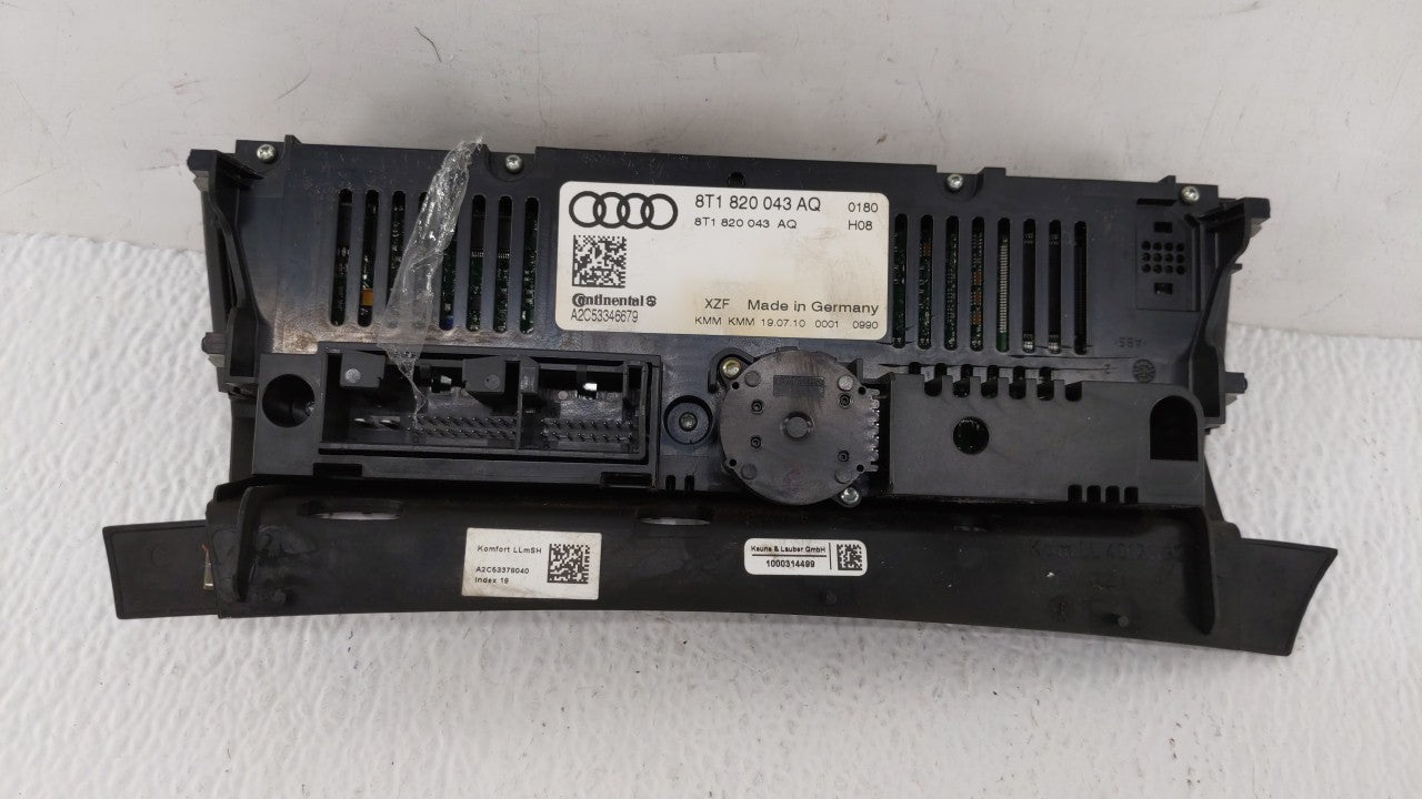 2009-2012 Audi A4 Quattro Climate Control Module Temperature AC/Heater Replacement P/N:8T1 820 043 AK 8T1 820 043 AL Fits OEM Used Auto Parts - Oemusedautoparts1.com