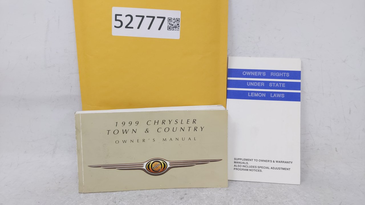 1999 Chrysler Town & Country Owners Manual Book Guide OEM Used Auto Parts - Oemusedautoparts1.com