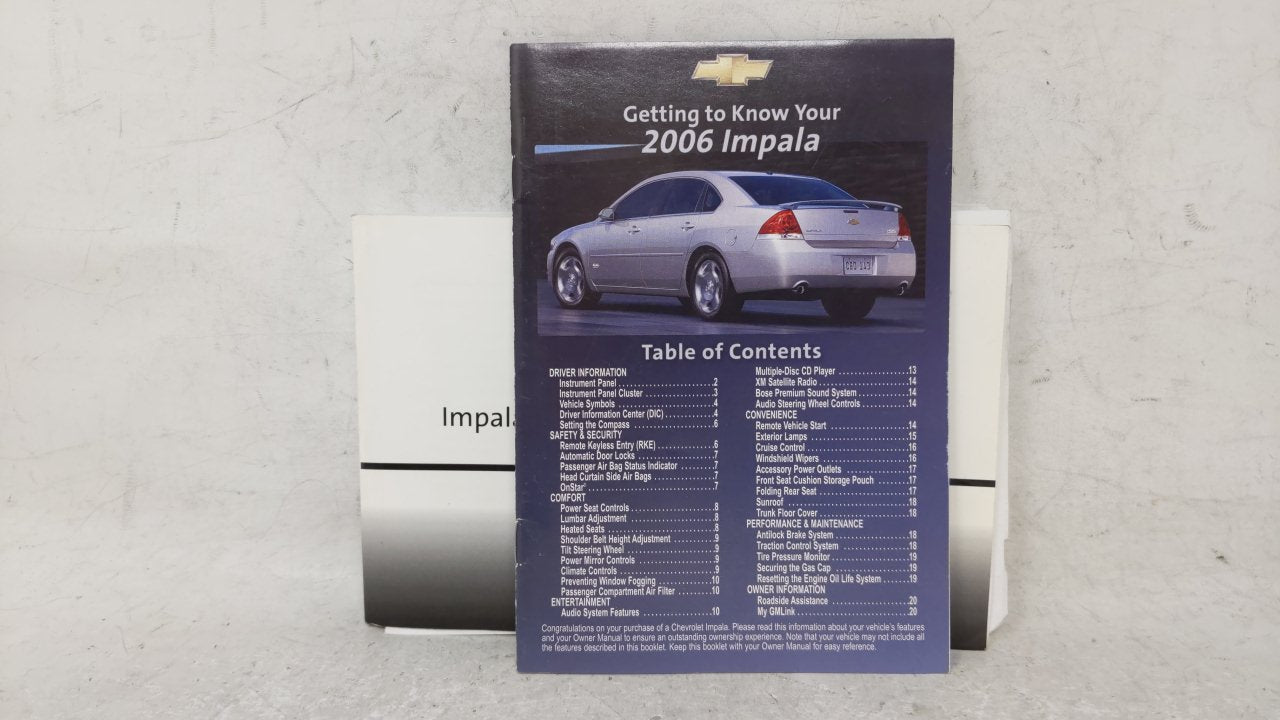 2006 Chevrolet Impala Owners Manual Book Guide OEM Used Auto Parts - Oemusedautoparts1.com