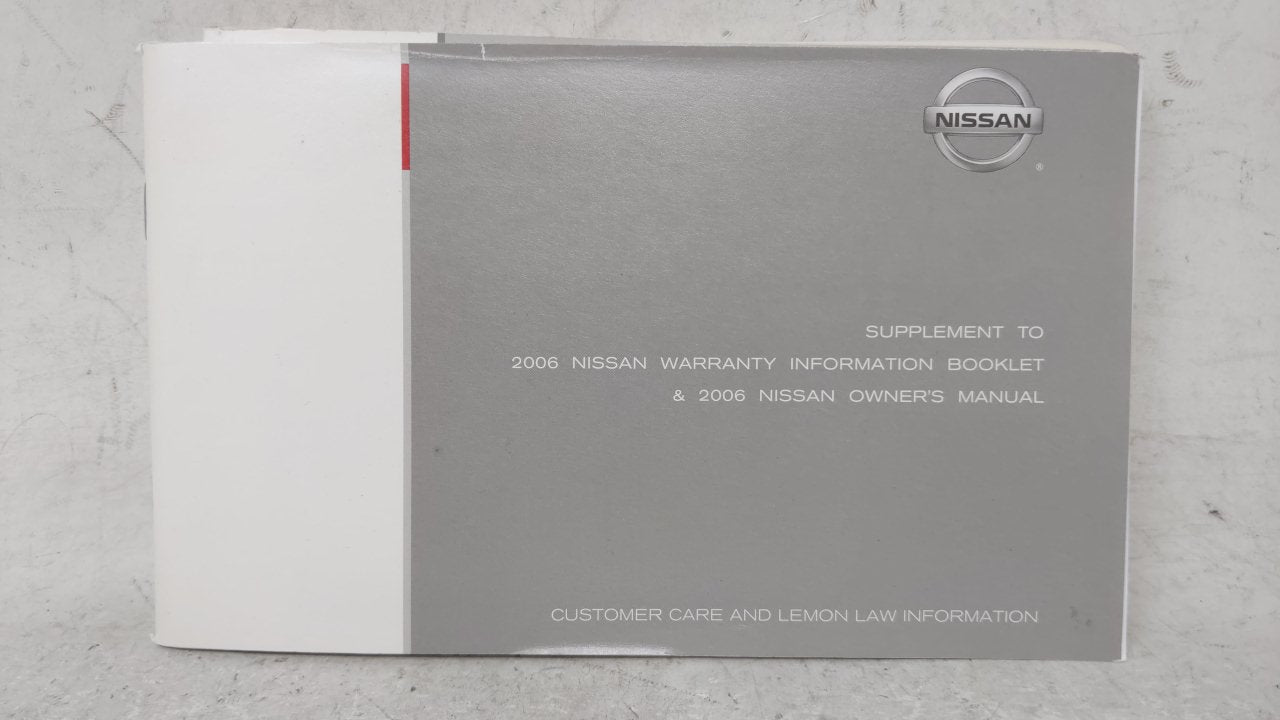 2006 Nissan Altima Owners Manual Book Guide OEM Used Auto Parts - Oemusedautoparts1.com