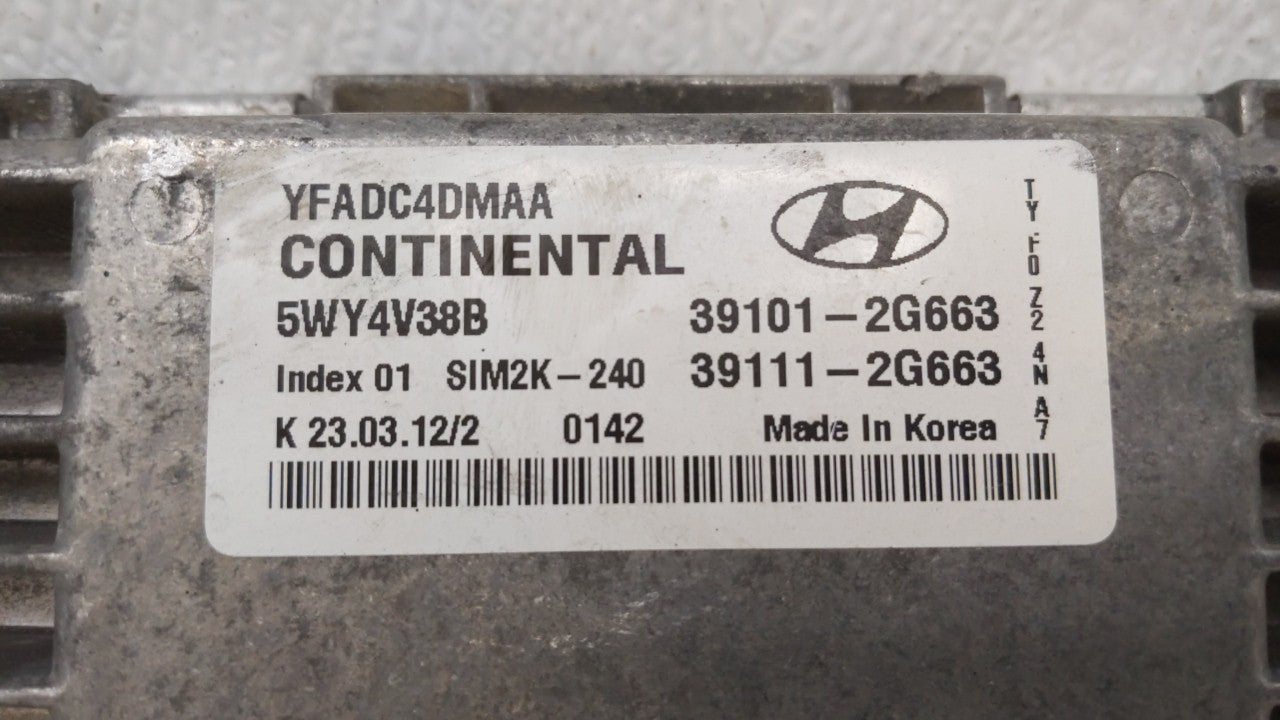 2011-2014 Hyundai Sonata PCM Engine Computer ECU ECM PCU OEM P/N:39101-2G666 391010-2G662 Fits 2011 2012 2013 2014 OEM Used Auto Parts - Oemusedautoparts1.com