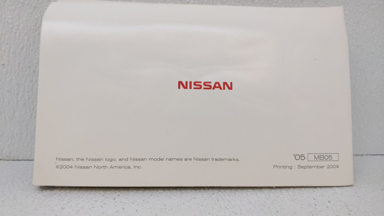 2005 Nissan Pathfinder Owners Manual Book Guide OEM Used Auto Parts - Oemusedautoparts1.com