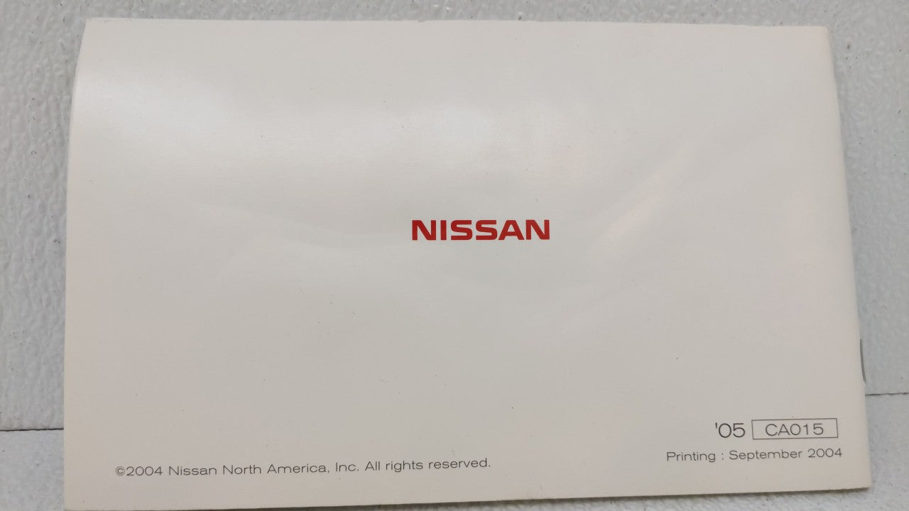 2005 Nissan Pathfinder Owners Manual Book Guide OEM Used Auto Parts - Oemusedautoparts1.com