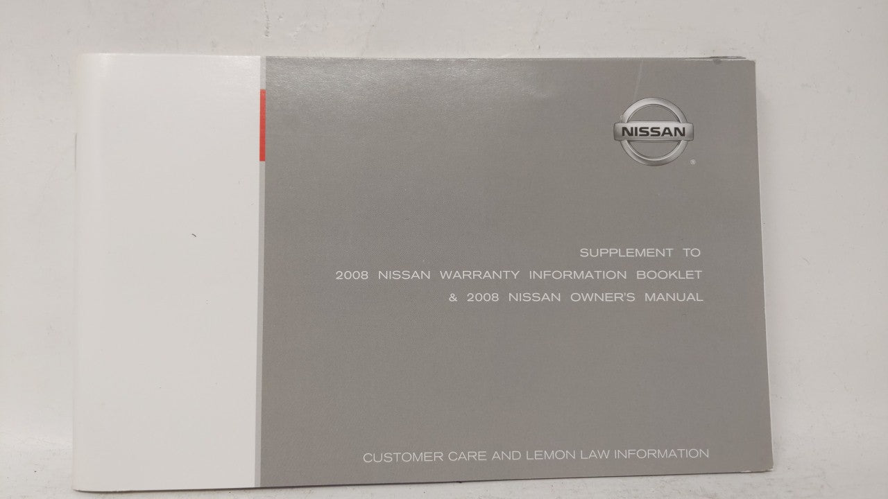 2008 Nissan Altima Owners Manual Book Guide OEM Used Auto Parts - Oemusedautoparts1.com