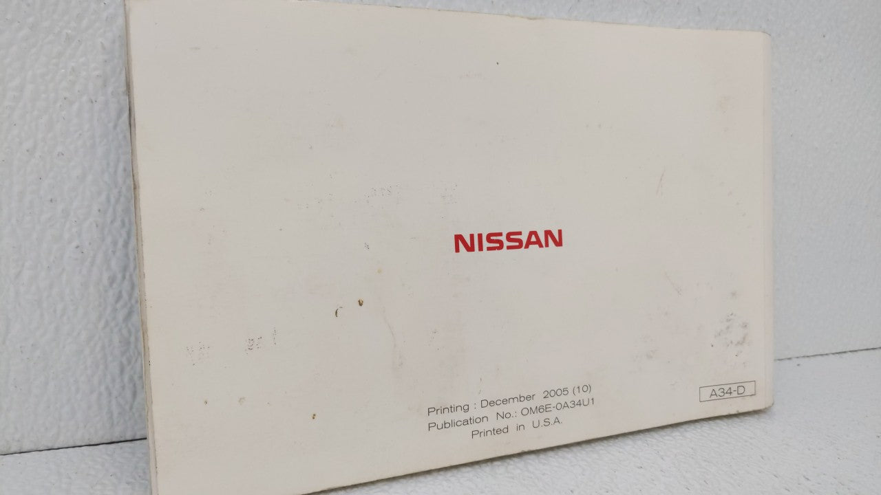 2006 Nissan Maxima Owners Manual Book Guide OEM Used Auto Parts - Oemusedautoparts1.com