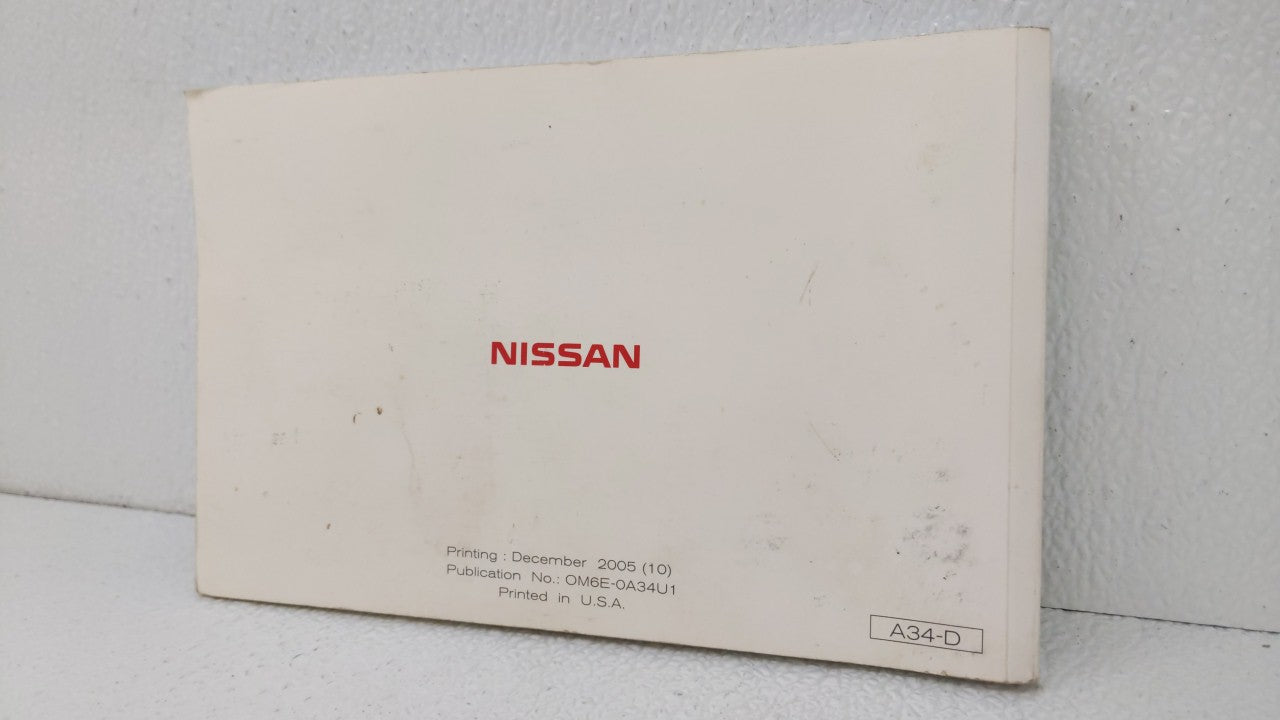 2006 Nissan Maxima Owners Manual Book Guide OEM Used Auto Parts - Oemusedautoparts1.com