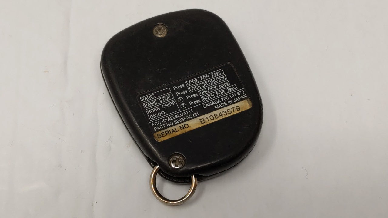 Subaru Keyless Entry Remote A269zua111 88035ac231 2 Buttons - Oemusedautoparts1.com